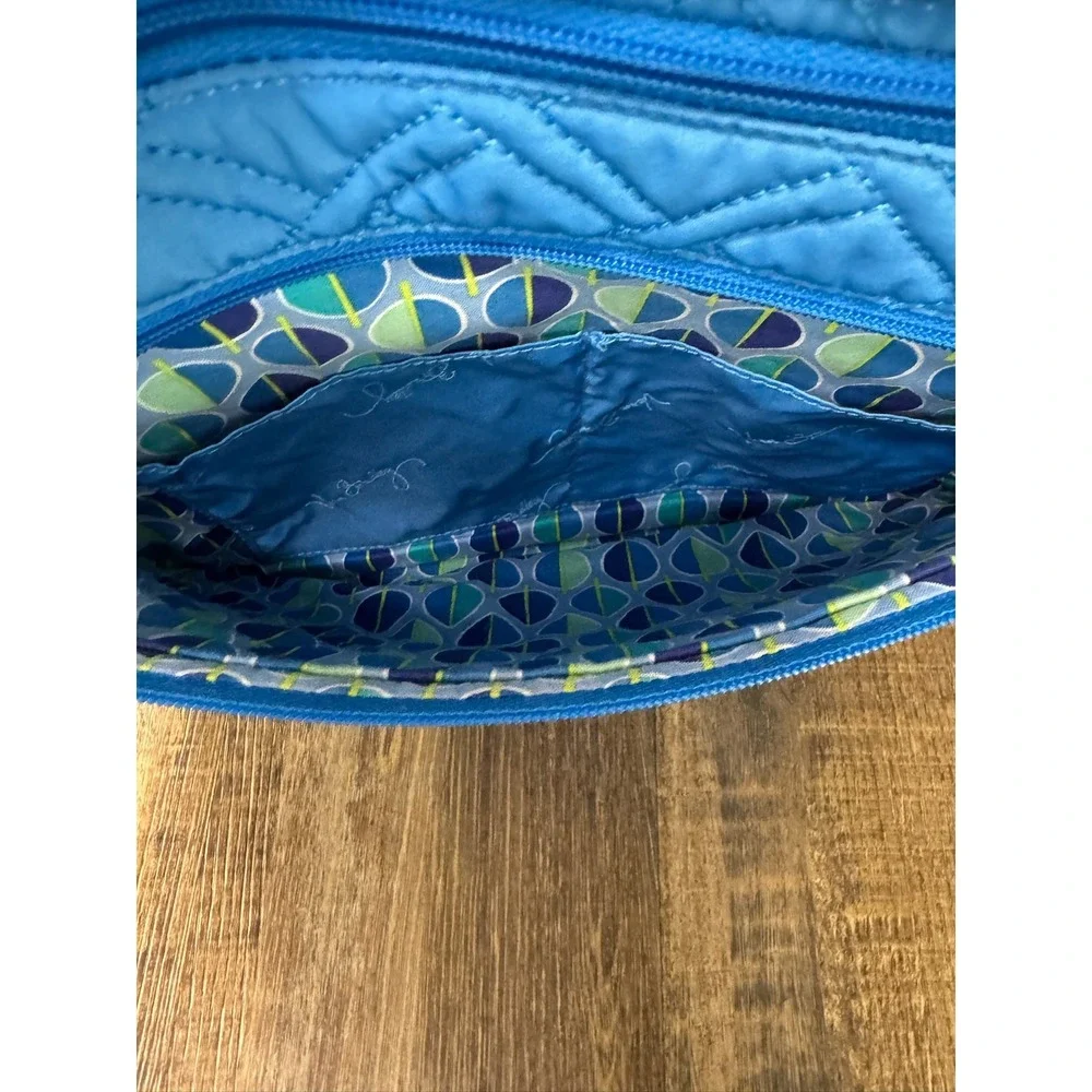 Vera Bradley Triple Zip Hipster Crossbody Bag Coastal Blue Quilted Microfiber